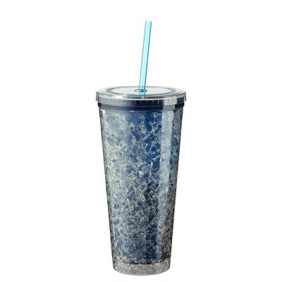 China BPA Freezer 22oz Self-Cooling Fashionable Hot Fashionable Self-Cooling Double Wall Freezer Gel Tumbler Plastic Cup With Lid And Straw for sale