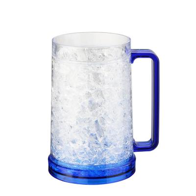 China Factory Promotional Custom Logo Self-Cooling Double Wall 450ml Plastic Freezer Freezer Self-Cooling Beer Cup With Frost for sale