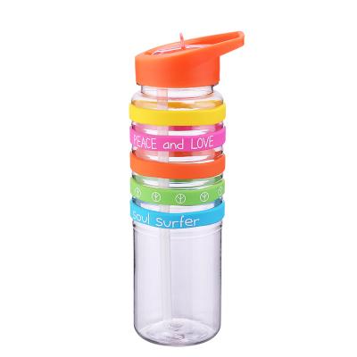 China Viable in stock 750ml sport water bottle silicone bottle tritan plastic band with silicone sleeve for sale