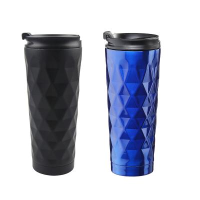 China Viable New Design Double Wall Travel Vacuum Stainless Steel Thermos Tea Mug Coffee Tumbler With Slider Lid for sale