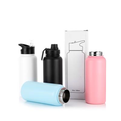 China Viable In Running 32oz Double Wall Vacuum Insulated Stainless Steel Sports Water Bottle With Custom Logo for sale