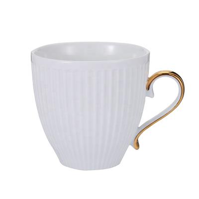 China New Style Porcelain Coffee Mugs Viable Ceramic Mugs Creative Ceramic Mug With Gold Handle for sale