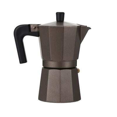 China 3cups 6cups 9cups Sustainable Eco Friendly Aluminum Pot Brown Shape Classic Coffee Espresso Mocha With Handle for sale