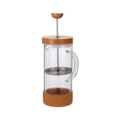 China 1000ml Glass High Borosilicate Design Bamboo Coffee Maker Viable Eco Friendly French Coffee Plunger With Custom Logo for sale