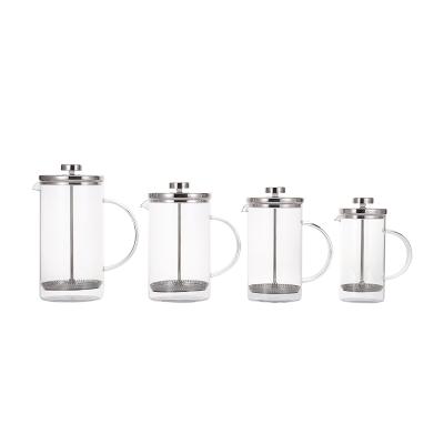 China Sustainable Everich 350ML/600ML/800ml/1000ML Portable Glass French Press Set Stainless Steel for sale