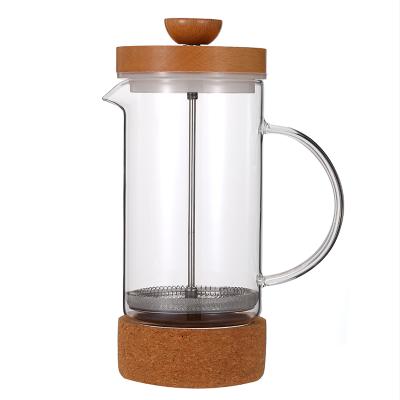 China New Viable Wooden Style Desgin Factory Price French Press Glass Coffee Maker From Everich for sale