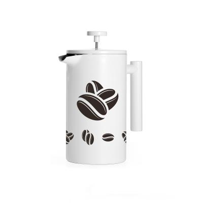 China Sustainable High Quality Everich 304 Stainless Steel Double Wall Custom Painting French Press Tea Coffee Maker for sale