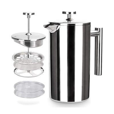 China WITH 304 Stainless Steel Single Lid Factory Double Wall Factory French Press 1000ml for sale