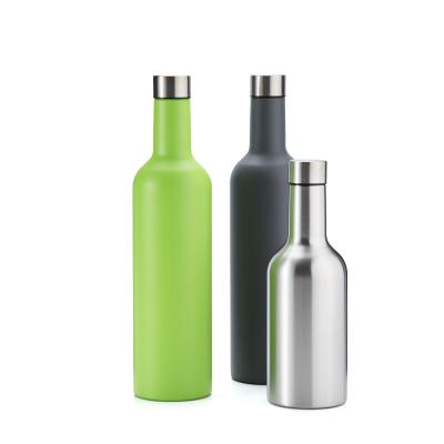 China Wholesale Viable 12oz 26oz Wine Bottle Double Wall Stainless Steel Insulated Wine Bottle With Caps for sale