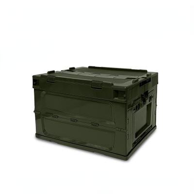 China Outdoor folding plastic box folding trunk side door plastic storage box camping storage box car storage for sale