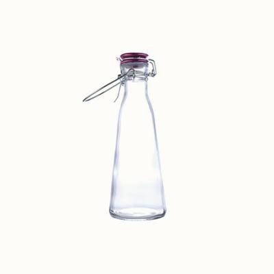 China Portable Conical Transparent Glass Bottle Enzyme Bottle Beverage Bottle Buckle Map Beverage Wholesale Milk Spot for sale