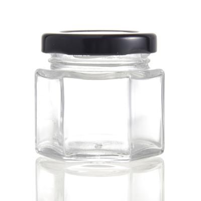 China Household Transparent Glass Hexagonal Honey Hexagonal Jam Jar of Honey Jar Sealed Storage Jar Nordic Style for sale