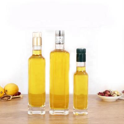 China Household Products 350ml500ml Square Oil Bottle Olive Oil Bottle Kitchen Seasoning Glass Bottle for sale