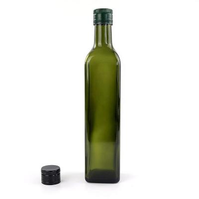 China 500ml Household Products Oil Bottle Olive Oil Bottle Kitchen Seasoning Transparent Square Glass Bottle for sale