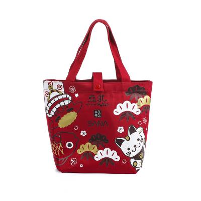 China OEM/ODM Cotton Canvas Cute Girl Cartoon Printed Foldable Reusable Tote Canvas Bag Cotton Shoulder Bags for sale