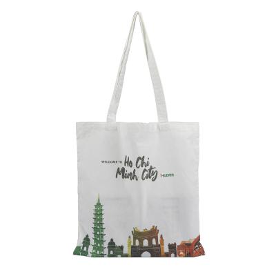 China Custom Logo Printed Natural Organic Cotton Tote Bags Reusable Canvas Grocery Shopping Bags for sale