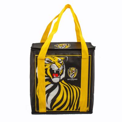 China Lunch Picnic Folding Insulated Grocery Bag with Zipper Custom Reusable Heavy Duty Polyester Nylon Thermal Cooler Bag for Food Delivery for sale