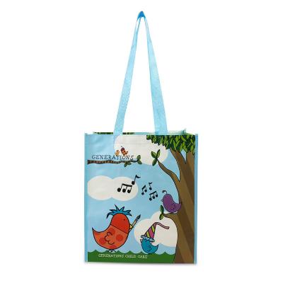 China PP Woven Film Handled Laminated Gift Boat Shape Composite Shopping Bag for sale