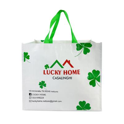 China Hot Sale Promotional Custom Printed Handled Logo Eco Friendly Bag Packing Recyclable Shopping PP Woven Bag With Nylon Handle for sale