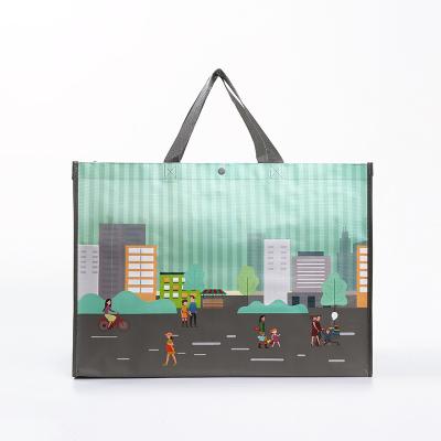 China Cheap Recyclable Printed Laminated Non Woven Shopping Handled Rpet Woven Bag Rpet Tote Bag for sale