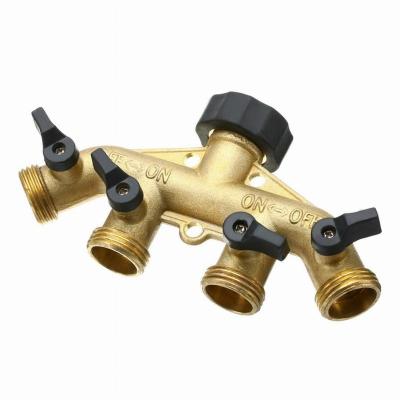 China Garden Tools 4 Way Garden Tools Plant Pots Doors And Divider Watering And Irrigation Brass Lawn Connector for sale