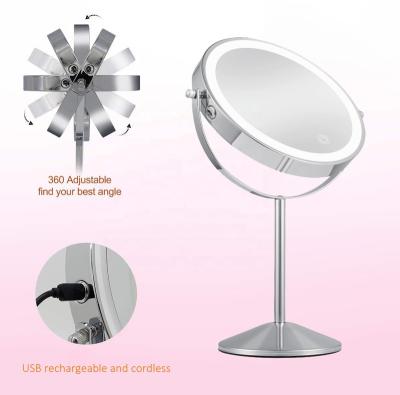 China ex factory lighted price magnification makeup mirrors led round table desk beauty vanity mirror led makeup mirror with light for sale