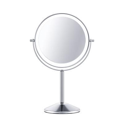 China Hot Sale 1x/10x Lighted 8 Inch Magnifying Double Sided Led Rechargeable Lighted Vanity Mirror Makeup Mirror With 3 Color Lights for sale