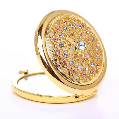 China Wholesale Traditional Mini Diamond Purse Custom Gold Compact Pocket Mirror for Girl for sale