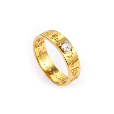 China Custom Buddhism Ring Stainless Steel Buddhism Ring Buddhist Ornaments Jewelry Making Supplies Gold Plated Jewelry Buddhist Ornaments for sale