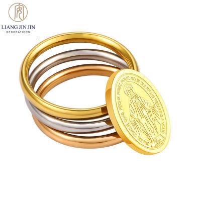 China CLASSIC manufacturers wholesale Lord God Christian ring stainless steel ornament tricolor ring wholesale for sale