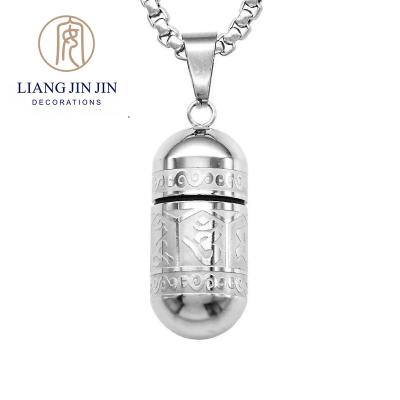 China Classic Manufacturers Ashes Necklace Stainless Steel Six-character Incantation Pendant Charms Wholesale Jewelry for sale