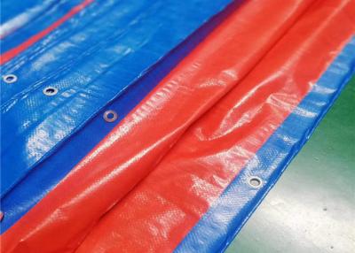 China WATERPROOF BLUE/ORANGE READY MADE PE TARPAULIN FABRIC SHEET COVERS WITH ALUMINUM EYELETS for sale