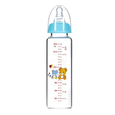 China Borosilicate Free High Quality Baby BPA Free Manufacturers Milk Water Glass Bottle With Handle Silicone Nipple Hands Free for sale