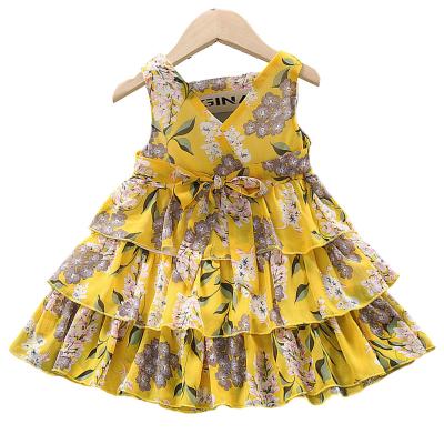 China Anti-wrinkle toddler girl fall clothing flower dress in summer for girls 10 to 12 years old girls fashion clothes for sale