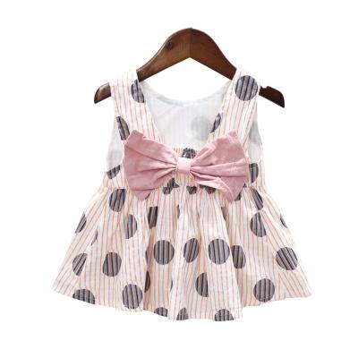 China Two Piece Anti-wrinkle Baby Bow Suit Kids Summer Teams Girls Dress for sale