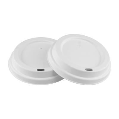 China Eco - Friendly Products Non - Refillable Disposable Bagasse Coffee Paper Cup Lids Biodegrade Covers Large 80mm 90mm for sale