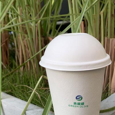 China Non-Refillable Biodegradable Straw Bagasse Bio Degradable Coffee Cup Pulp Dome Cold Lid 500ml for sale