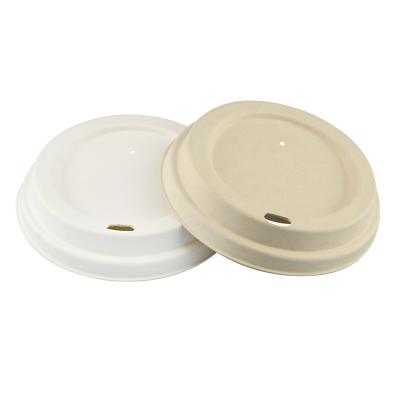 China Disposable Biodegradable Sugarcane Bagasse 90mm Coffee Cup Compostable Paper Lid With Pfas Free Food Grade for sale