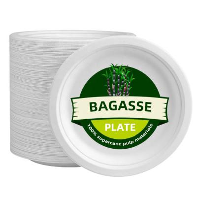 China 100% Natural Green Eco Paper Bagasse Paper Bagasse Disposable Paper Plates Eco-friendly Compostable Fiber Disposable Eco-Friendly for sale