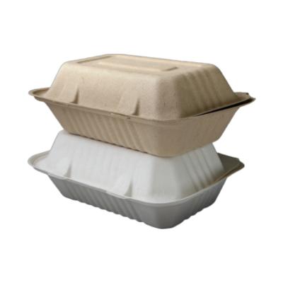 China Microwavable Eco-Friendly Biodegradable Sugar Cane Bagasse Takeout Food Containers Compostable Box for sale