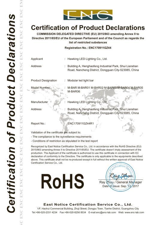 RoHS - Dongguan Hawking Led Lighting Co., Ltd.