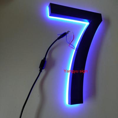 China Buildings Exterior 3D Stainless Steel Led Light House Numbers for sale