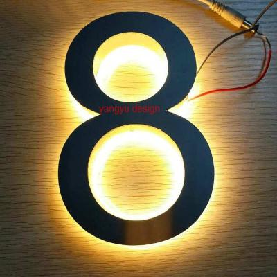 China Outdoor Illuminated Door Sign Light Acrylic Waterproof 304 Stainless Steel LED Backlit House Numbers With A Free Transformer And Screws for sale