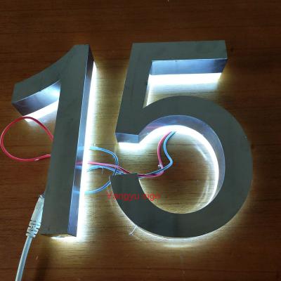 China custom door sign channel 3d house number letter signs led light stainless steel metal signs for sale