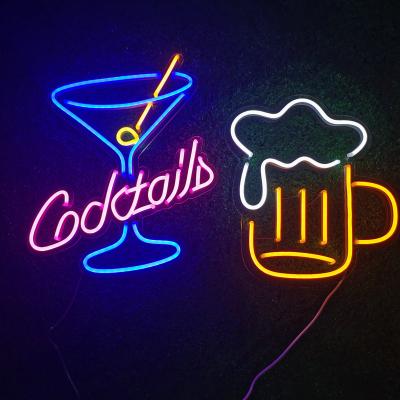 China Stores cocktails led beer neon sign cafe wall lamp bar neon light room decoration than customs lead the neon sign for sale