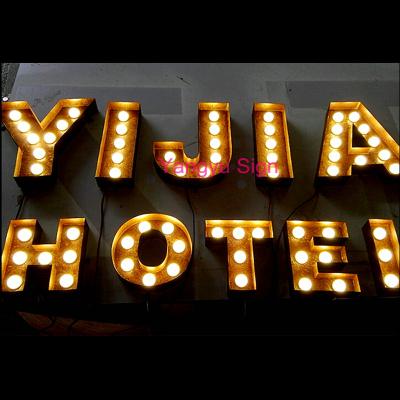 China Outdoor LED Light Up Antique Metal Marquee Letters For Store And Wedding Decoration for sale