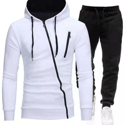 China Anti-wrinkle Fashion Wholesale Fashion Men Jacket Two Piece Sets Zipper Printed Hoodie + Pant Winter Warm Tracksuit For Men By EVERGLOW for sale