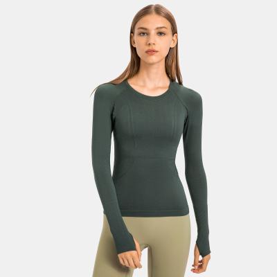 China Sporty Plain Breathable Fitness Exercise Winter Long Sleeve Yoga Shirts Women for sale