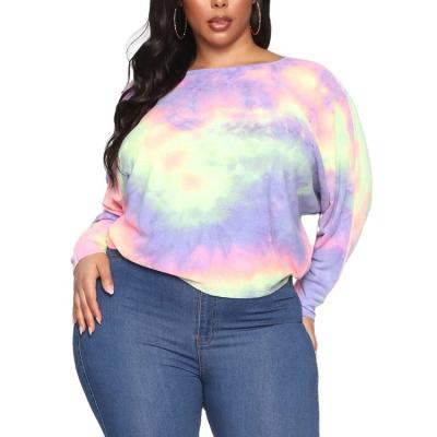 China Sustainable Long Sleeve Casual 100% Cotton Plus Size Tie Dye T-Shirt Womens for sale