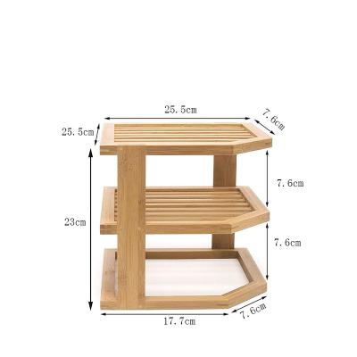 China 3 Tier Sustainable Bamboo Corner Storage Rack , Kitchen Sundries Drain Rack , Bamboo Corner Rack for sale